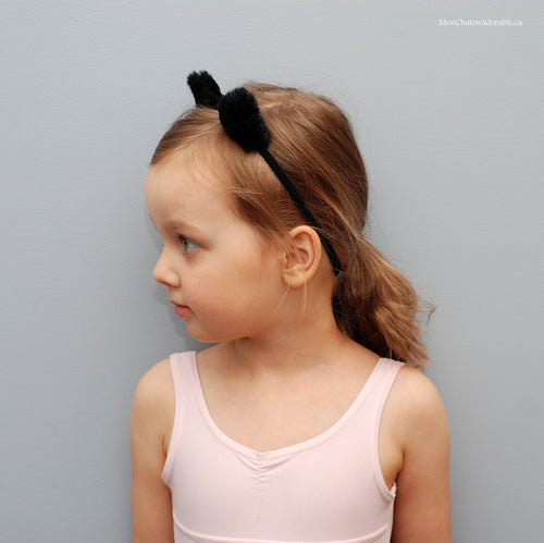 Black Fur Ears Headband