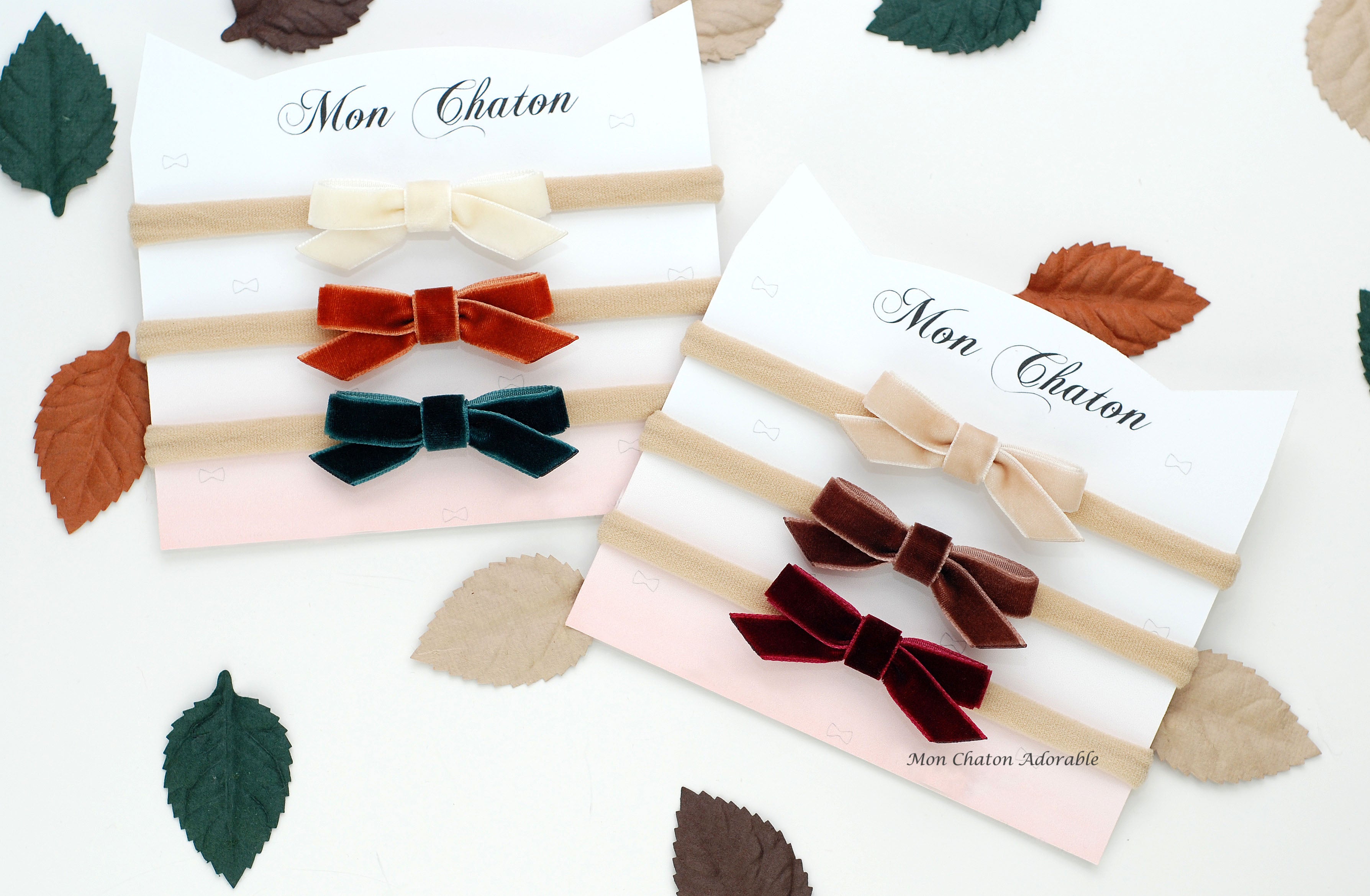 Set of 3 Fall Velvet Bow Headbands