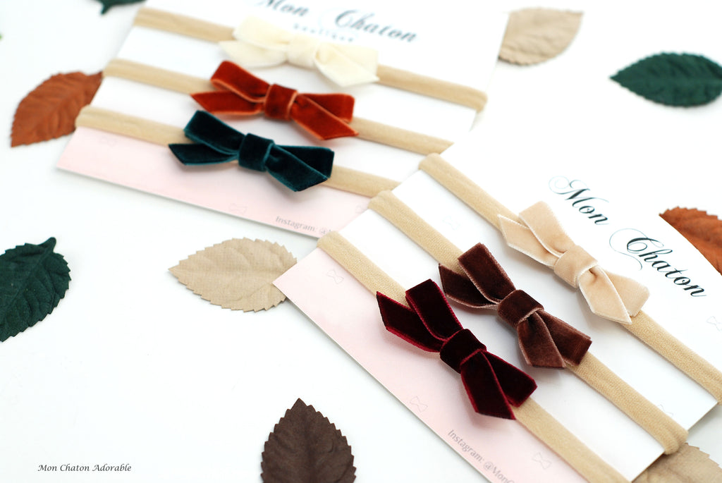 Set of 3 Fall Velvet Bow Headbands
