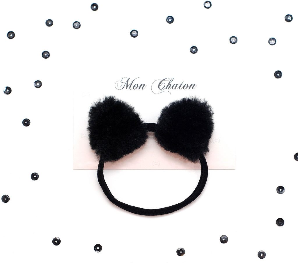 Black Fur Ears Headband