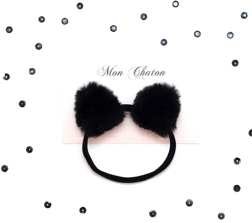 Black Fur Ears Headband