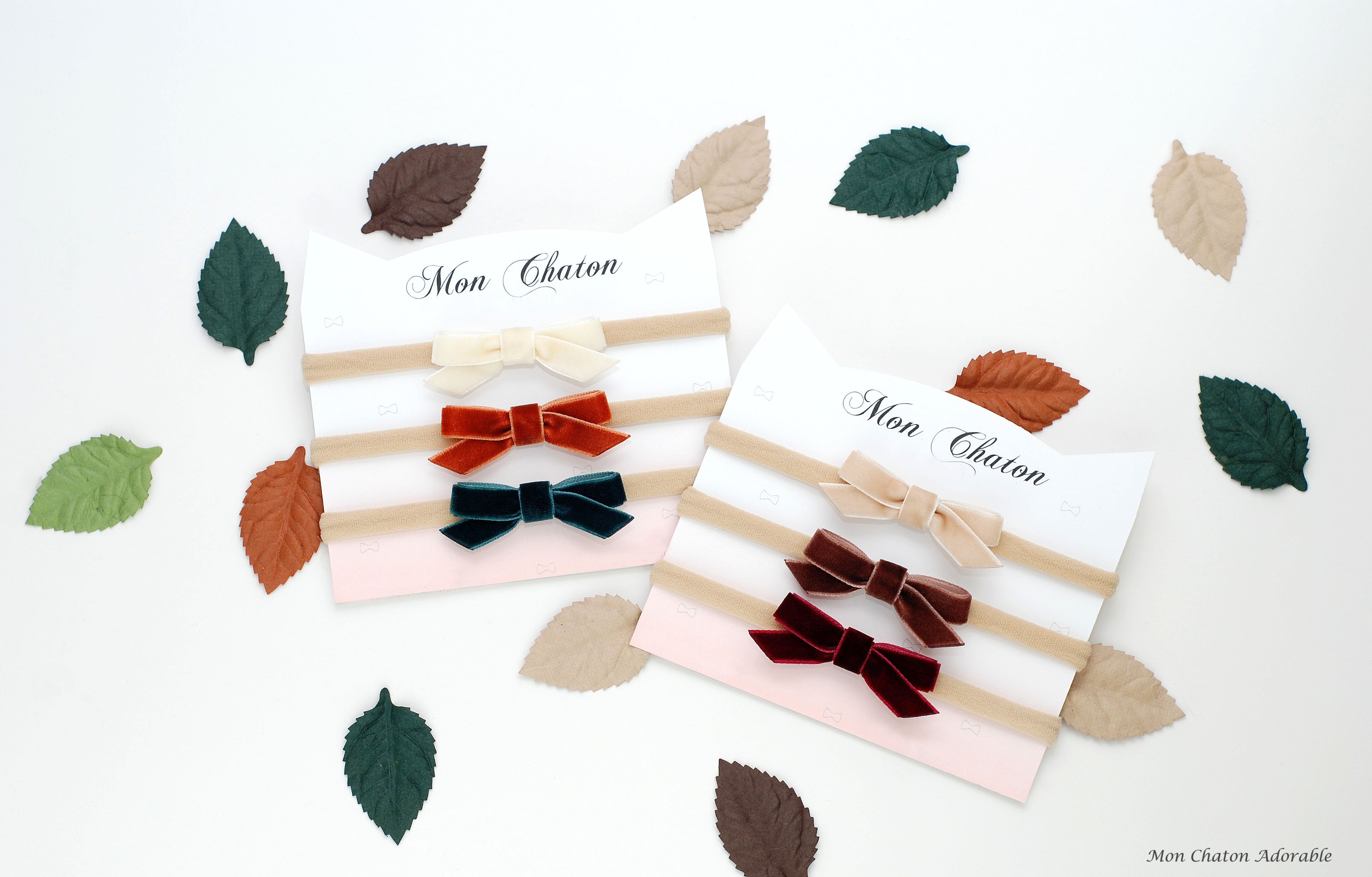 Set of 3 Fall Velvet Bow Headbands