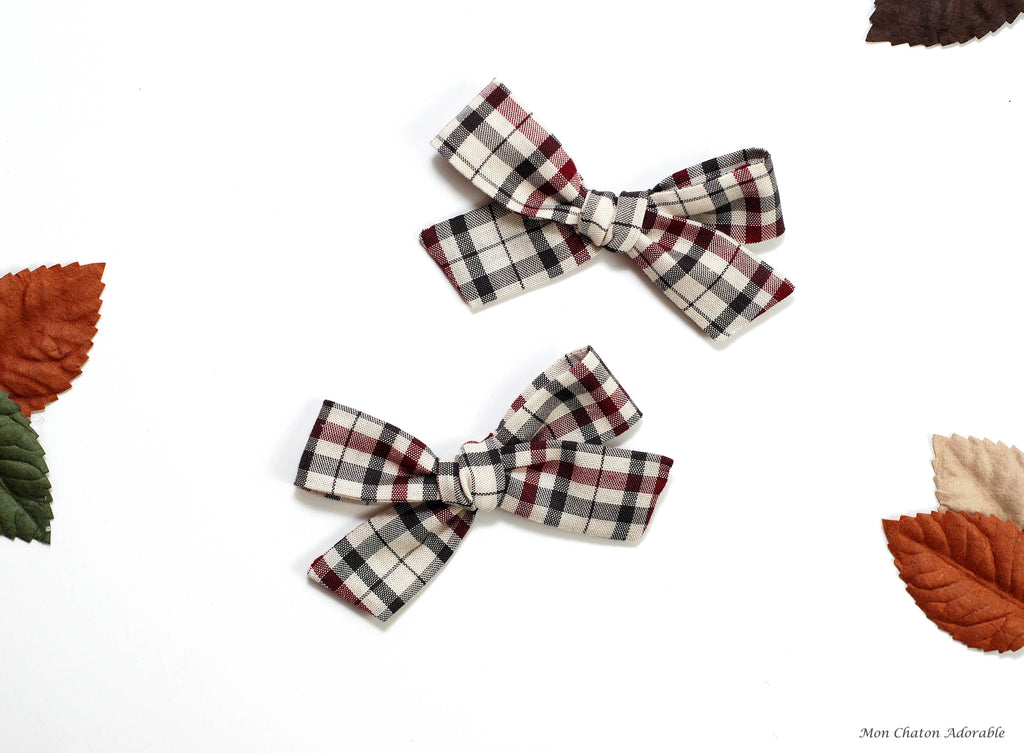 Set of 2 Fall Plaid Hair Bows