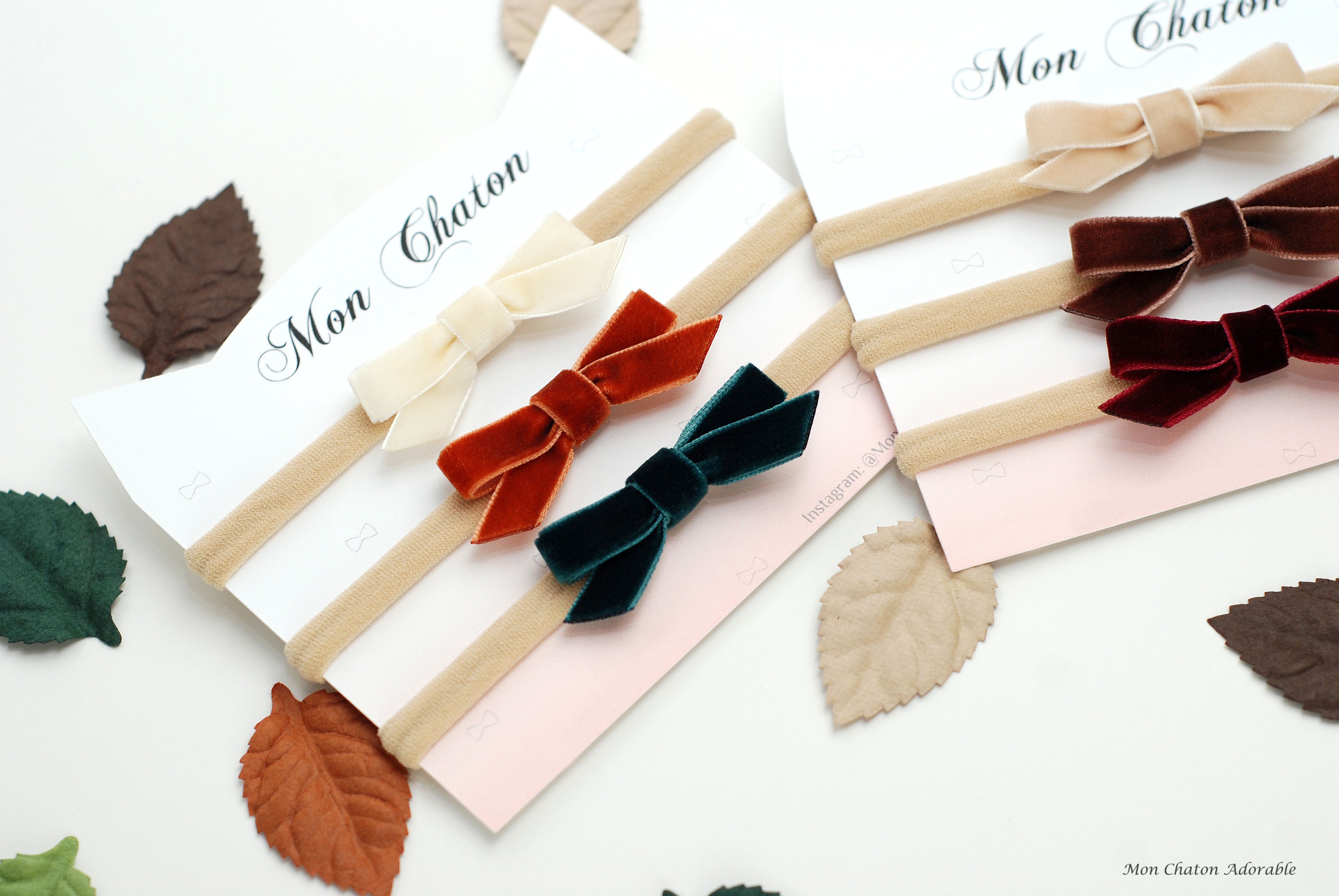 Set of 3 Fall Velvet Bow Headbands
