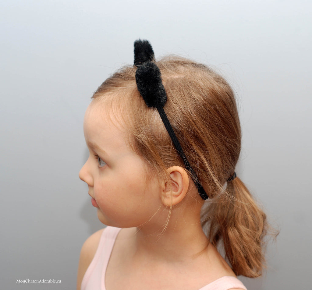 Black Fur Ears Headband