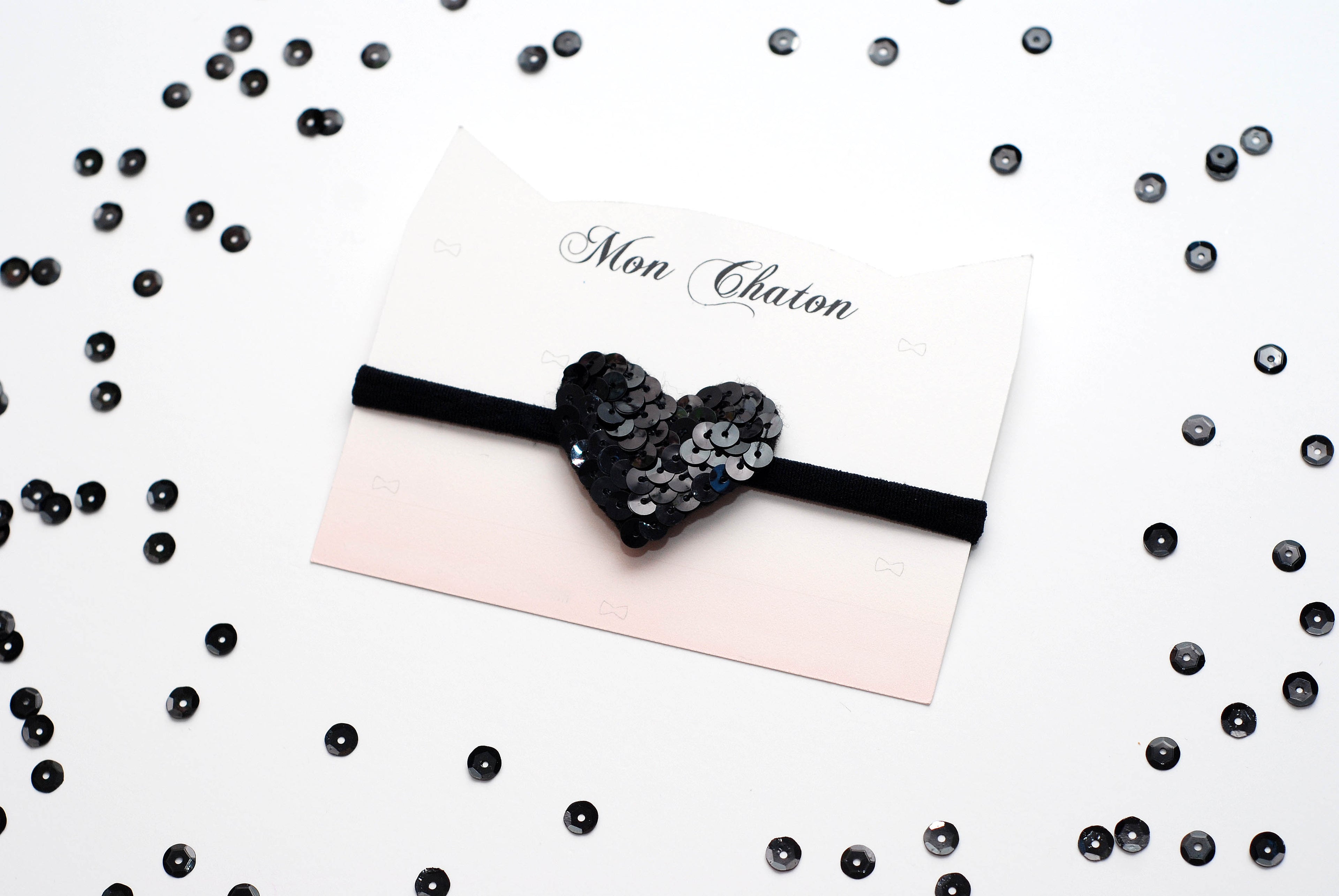 Black Sequins Heart Baby Headband