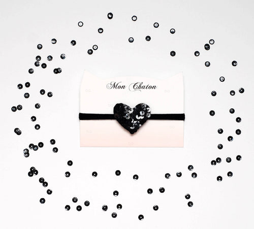 Black Sequins Heart Baby Headband